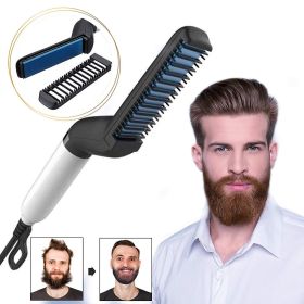 Electric Hair Straightener Brush,Men Quick Beard Straightener Styler Comb,Hair Straightening,Curly Hair Straightening Comb,Side Hair Detangling,Multif