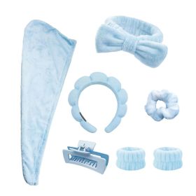 Head Clasp, Hair Dryer Hat Bracelet Headband Headband Seven-piece Grab Clip Blue