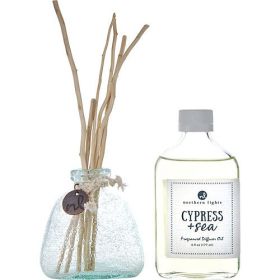 CYPRESS & SEA by Northern Lights FRAGRANCE DIFFUSER OIL 6 OZ & 6X WILLOW REEDS & DIFFUSER BOTTLE