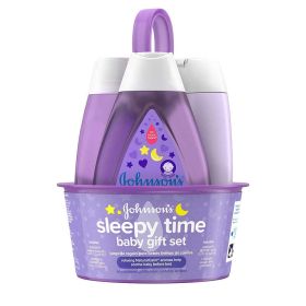 Johnson's Sleepy Time Relaxing Baby Gift Set with Baby Shampoo, Wash and Lotion, 4 full size items