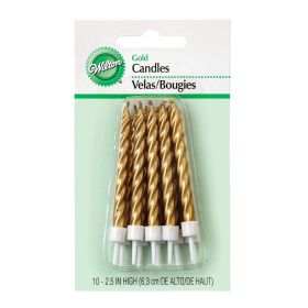 Gold Metallic Candles - 2 1/2in. Tall (unscented) - 10 Pack (2811/9122)