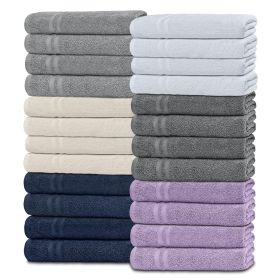 Cotton Washcloths Soft Absorbent Bathroom Face Towels 12x12 Inch Multi 24 Pack