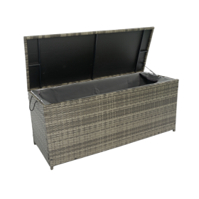 Outdoor Storage Box, 113 Gallon Wicker Patio Deck Boxes with Lid, Outdoor Cushion Storage for Kids Toys, Pillows, Towel Grey Wicker