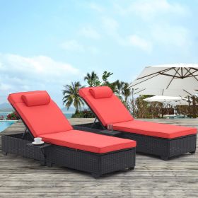 Outdoor Patio Chaise Lounge Chair,Lying in bed with PE Rattan and Steel Frame,PE Wickers