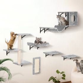 VEVOR Wall Mounted Cat Shelves Tree with Jump Boards Hammock Sofa Grip Set of 6