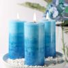 Meltone Ocean Scented Pillar Candles,60+ Hrs Long Burning Candles, Set of 3 Blue Candles for Home Scented (3x6'')