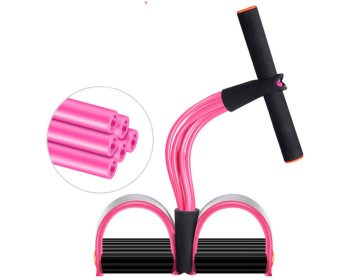 Natural Latex Foot Pedal Elastic Pull Rope with Handle Fitness Equipment Bodybuilding Expander (Option: Pink 6 Tubes)