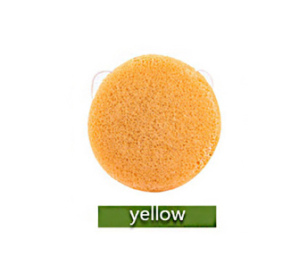 Natural Round Shap Konjac Sponge Face Cleaning Sponge (Color: yellow)