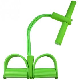 Natural Latex Foot Pedal Elastic Pull Rope with Handle Fitness Equipment Bodybuilding Expander (Option: Green2pc)