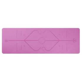 Non Slip TPE Yoga Mat Position Line Beginner (Color: pink)