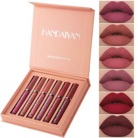 Handaiyan Matte Lip Glaze Liquid Lipstick Mini Tube Lip Gloss Waterproof Non Stick Cup Lip Gloss Genuine (Option: 6PCS A Set)