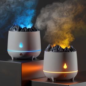 1Pc Flaming Mountain Aromatherapy Machine Humidifier Home Large Fog Volume 400mL Creative Aromatherapy Machine Ultrasonic Simulated Volcano Humidifier (Color: White)