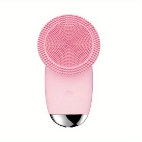 CONESN Electric Facial Cleansing Brush,Silicone Facial Cleansing Brush, Electric Silicone Face Brush, Sonic Facial Cleansing Brush For Makeup Remover (Color: pink)