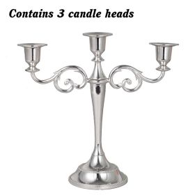 3/5-Arm Metal Plated Candle Holders Retro Candelabra European Style Simple Romantic Candlestick Pillar Wedding Party Centerpiece (Ships From: CN, Color: silver-three)