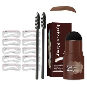 Eyebrow Stamp Stencil Kit, Eyebrow Definer Powder Stamp Makeup (Color: Light Brown)