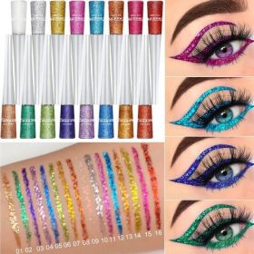 16 Color Glitter Liquid Eyeliner Set Colorful Waterproof Long Lasting Eyeliner (Color: Light Blue)