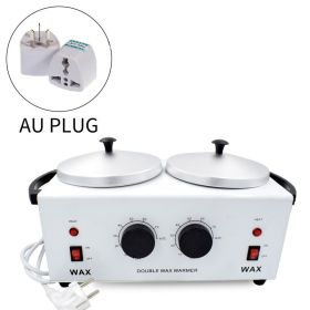 Double Wax Warmer Electric Wax Heater Dual Paraffin Hot Hair Removal Tool Facial Skin SPA Equipment with Adjustable Temperature (Color: AU Plug)