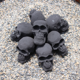 Ceramic Skulls for Fire Pit, Outdoor Fire Tables, 7pcs Reusable Spooky Imitated Human Skull Gas Log for Party, Bonfire,Campfires,Fireplaces, 3.1 inch (Style: 7pcs 3inch)