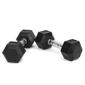 HDRS Rubber Coated Dumbbell with Contoured Chrome Handle (Weights Available: 15LB, Color: Black)