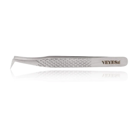 Veyes Inc Eyelash Extensions Tweezers Veyelash Professional 90 Degree Tweezers for Volume Stainless steel 3D Accurate Closure (Color: C02 Silver)