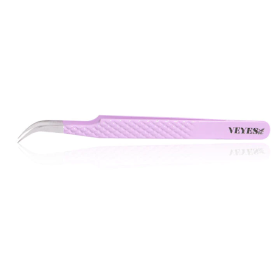 Veyes Inc Eyelash Extensions Tweezers Veyelash Professional 90 Degree Tweezers for Volume Stainless steel 3D Accurate Closure (Color: J45 Purple)