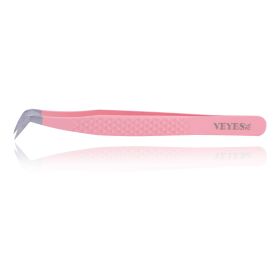 Veyes Inc Eyelash Extensions Tweezers Veyelash Professional 90 Degree Tweezers for Volume Stainless steel 3D Accurate Closure (Color: C02 Pink)