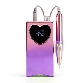 Heart Shape Electric Nail Drill 35000RPM Nails Milling Cutter Wireless Pedicure Grinder Rechargeable Nail Drilling Machine (Plugs Type: us, Color: No rhinestone purple)