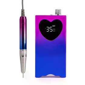 Heart Shape Electric Nail Drill 35000RPM Nails Milling Cutter Wireless Pedicure Grinder Rechargeable Nail Drilling Machine (Plugs Type: us, Color: No rhinestone blue)