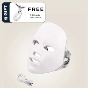 Skin Care Led Mask 7 Colours LED Light Therapy Face Beauty Deviteces Skin Rejuvenation Home Face Lifting Whining Beauty Device with Free Gift (Color: White)